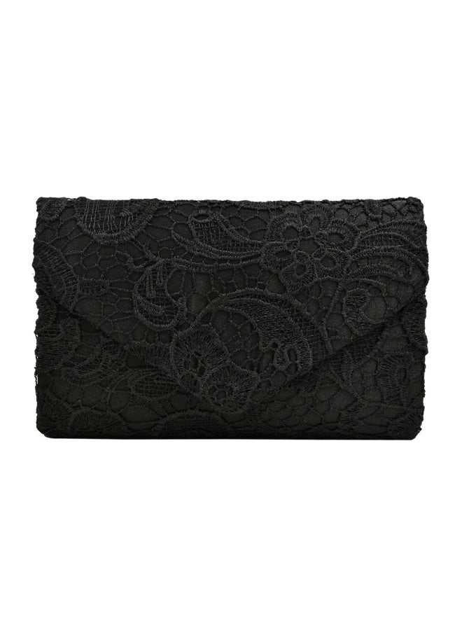 Womens Lace Paisley Floral Satin Envelope Flap Clutch Evening Bag with Chain Strap - Image 2
