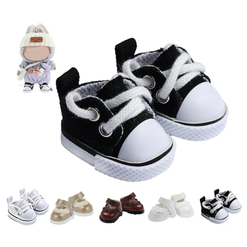 Ciunura Premium Doll Shoes for Lububu Cute Doll Shoes for 47in Dolls Ideal for Lububu OutfitsBlack Canvas - Image 1