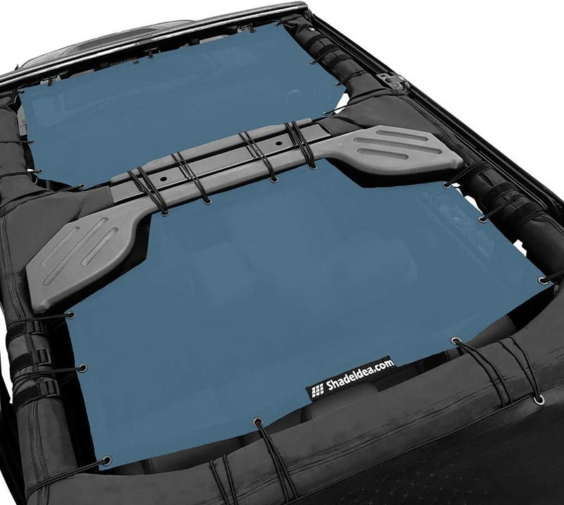 Shadeidea JK Sun Shade Top for Jeep Wrangler JKU (2007-2018) - Steel Blue - 4 Door - UV Blocker & Wind Noise Reducer - Image 1