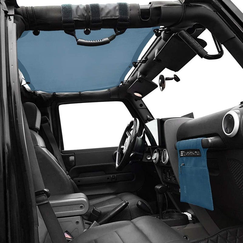 Shadeidea JK Sun Shade Top for Jeep Wrangler JKU (2007-2018) - Steel Blue - 4 Door - UV Blocker & Wind Noise Reducer - Image 2