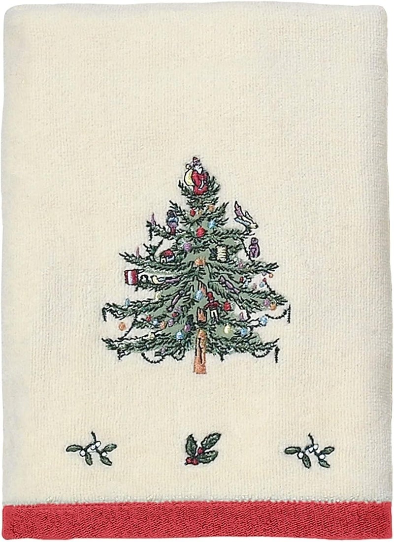 Spode - Hand Towel, Soft & Absorbent Cotton, Holiday Bathroom Decor Christmas Tree Collection - Image 1