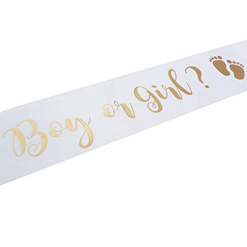 OLILLY Sash for Gender Reveal Baby Shower - Boy or Girl - Sash White and Gold (Boy or Girl) - Image 4