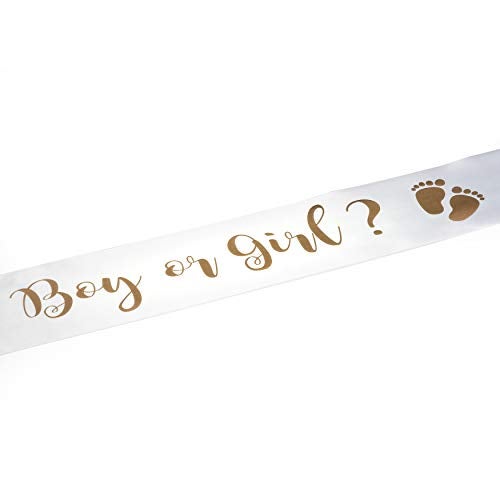 OLILLY Sash for Gender Reveal Baby Shower - Boy or Girl - Sash White and Gold (Boy or Girl) - Image 3