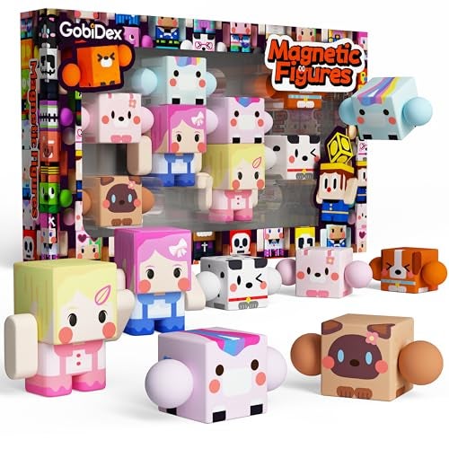 GobiDex 8PCS Magnetic Figures Playset Rotatable Animal Character Toys for Kids Toddlers Sensory Pretend Play Travel Toys Compatible with Magnet Blocks - Image 1