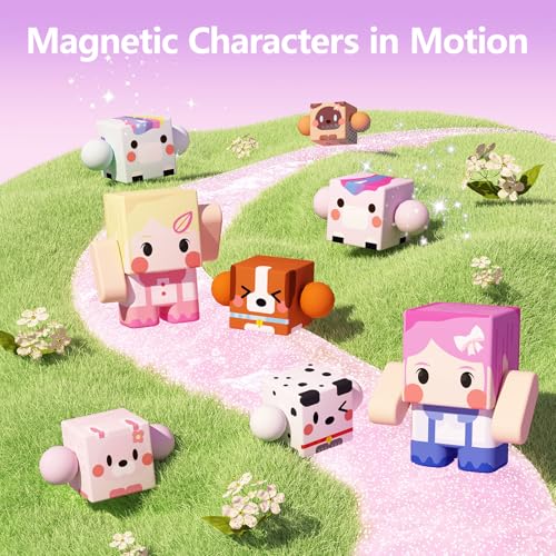 GobiDex 8PCS Magnetic Figures Playset Rotatable Animal Character Toys for Kids Toddlers Sensory Pretend Play Travel Toys Compatible with Magnet Blocks - Image 5