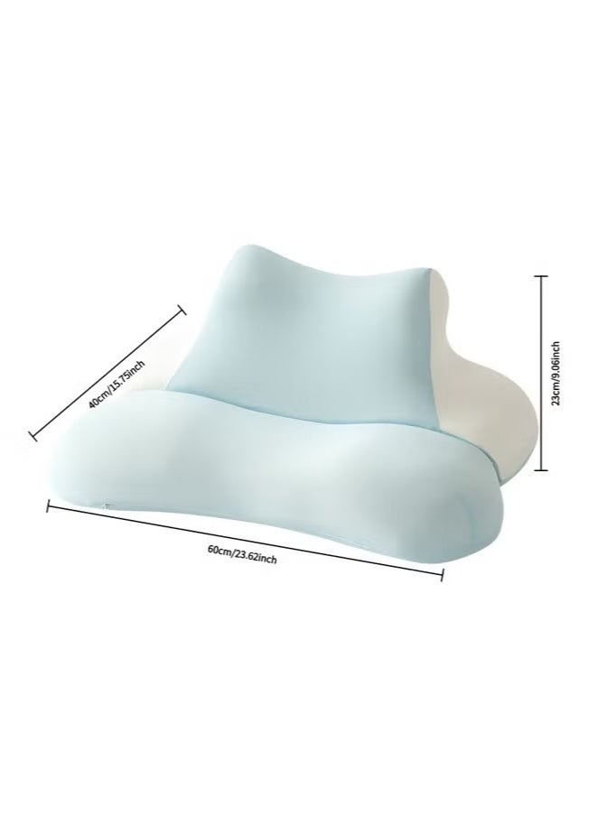 Multi-Functional Fat Cat Sleeping Pillow Neck Support for Neck Pain Relief Memory Foam Bed Rest Pillow Gray with Cooling Silk Cover approving for Watching TV and Mobile Use (Sky Blue)  - Image 2