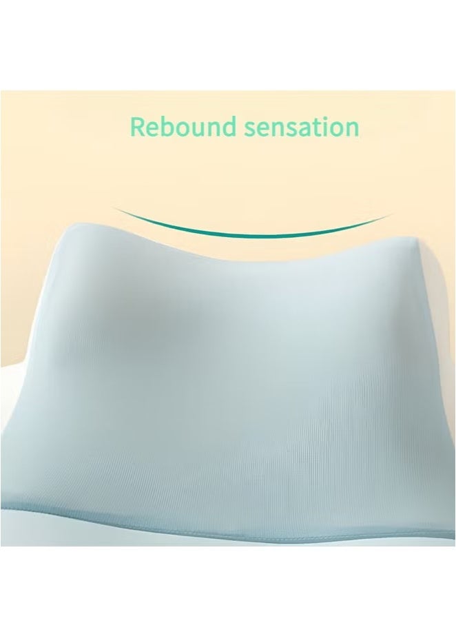 Multi-Functional Fat Cat Sleeping Pillow Neck Support for Neck Pain Relief Memory Foam Bed Rest Pillow Gray with Cooling Silk Cover approving for Watching TV and Mobile Use (Sky Blue)  - Image 4