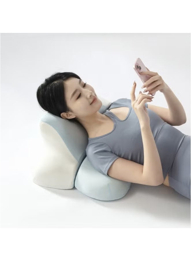 Multi-Functional Fat Cat Sleeping Pillow Neck Support for Neck Pain Relief Memory Foam Bed Rest Pillow Gray with Cooling Silk Cover approving for Watching TV and Mobile Use (Sky Blue)  - Image 5