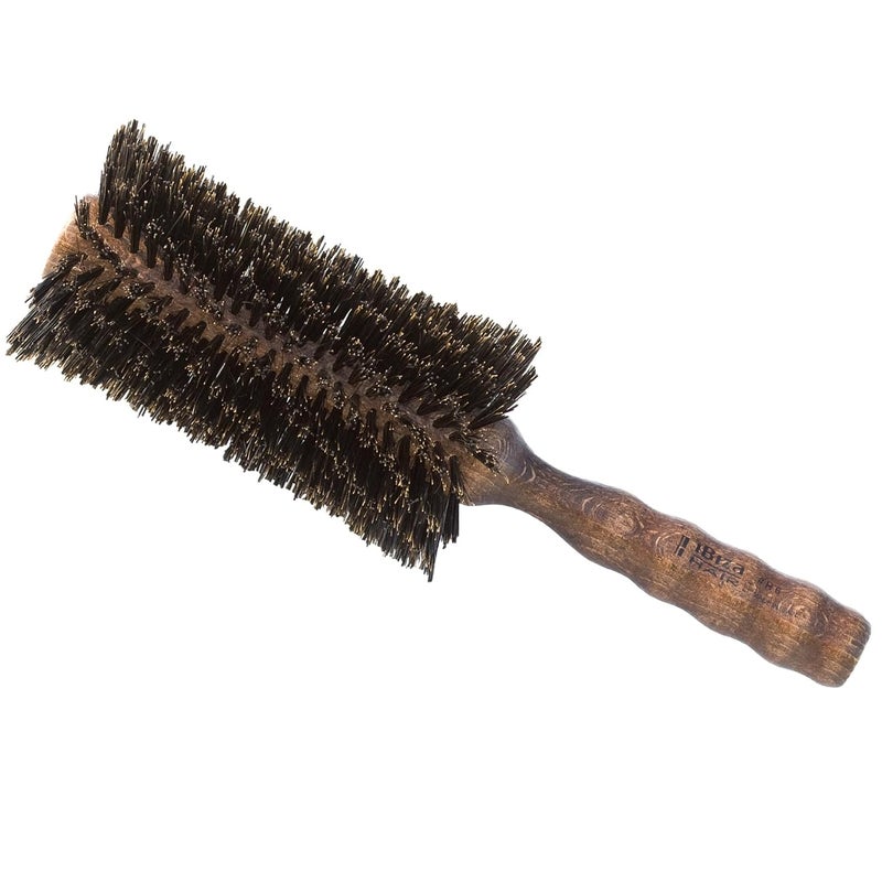 Ibiza Hair Professional Boar Hair Round Brush H Series Hybrid Uniform or Swirled BoarNylon Bristles  Hardwood Handle Create Beachy Waves  Curls For Course or Frizzy Hair Add Texture  Shine