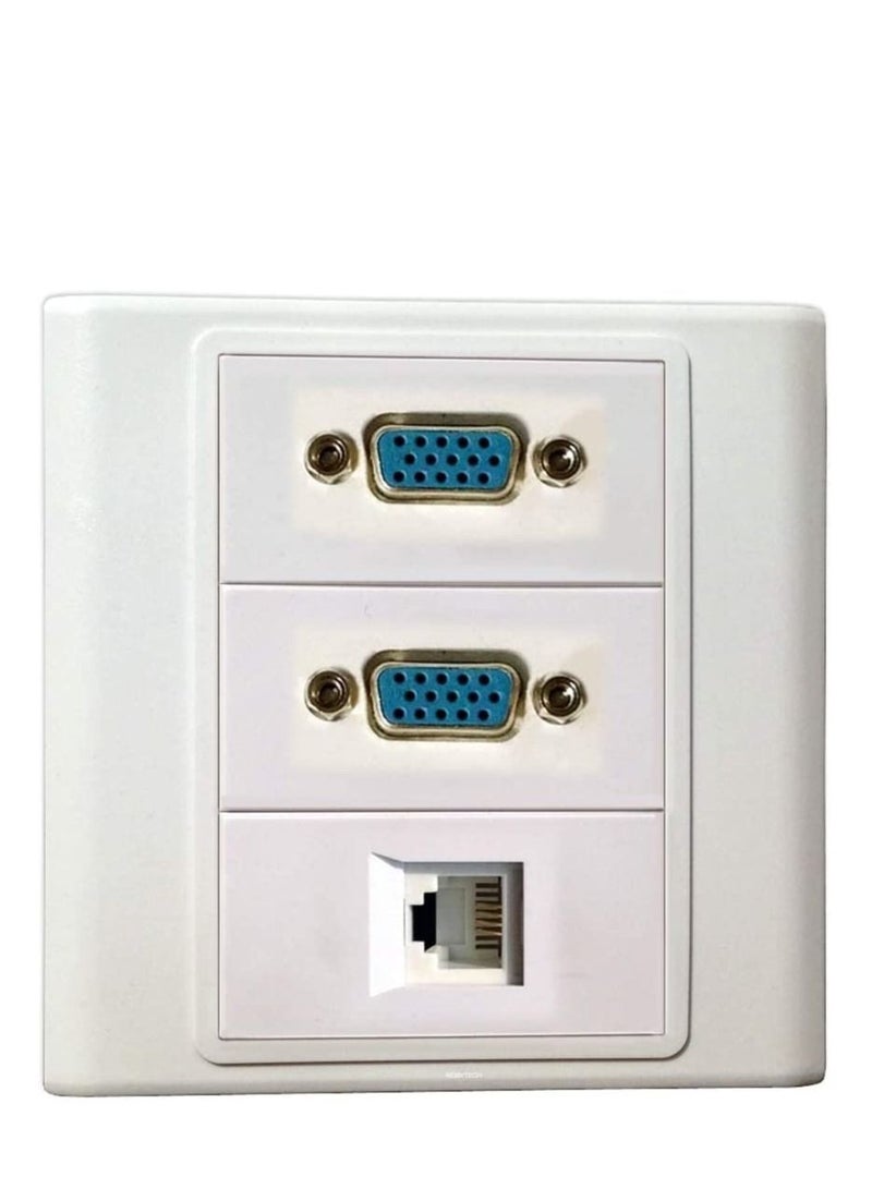 DKURVE® 86 TYPE Wall Panel rj45 + VGA + VGA Modules Multimedia Wall Plate - Image 1