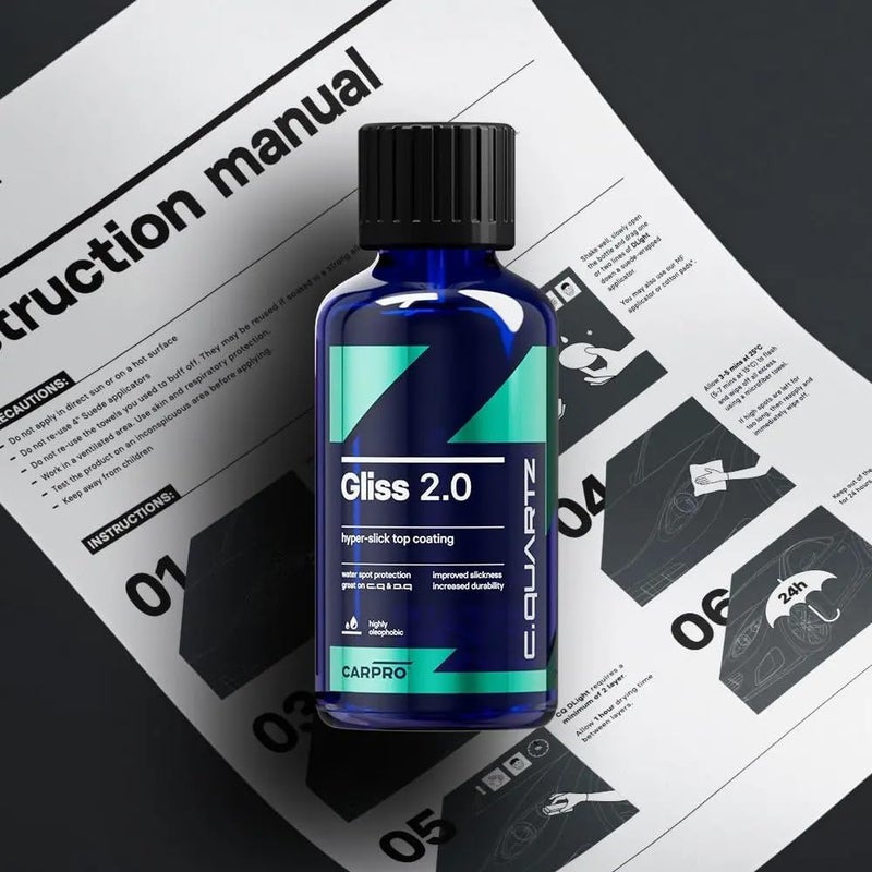 CarPro Gliss 2.0 - Ceramic Coating for Cars - Hydrophobic Topcoat – Extreme Slickness & Water Spot Protection w/Microfiber Applicators - Repels Oil, Dirt & Grime Making Car Easy to Clean - 50ml Kit - Image 4