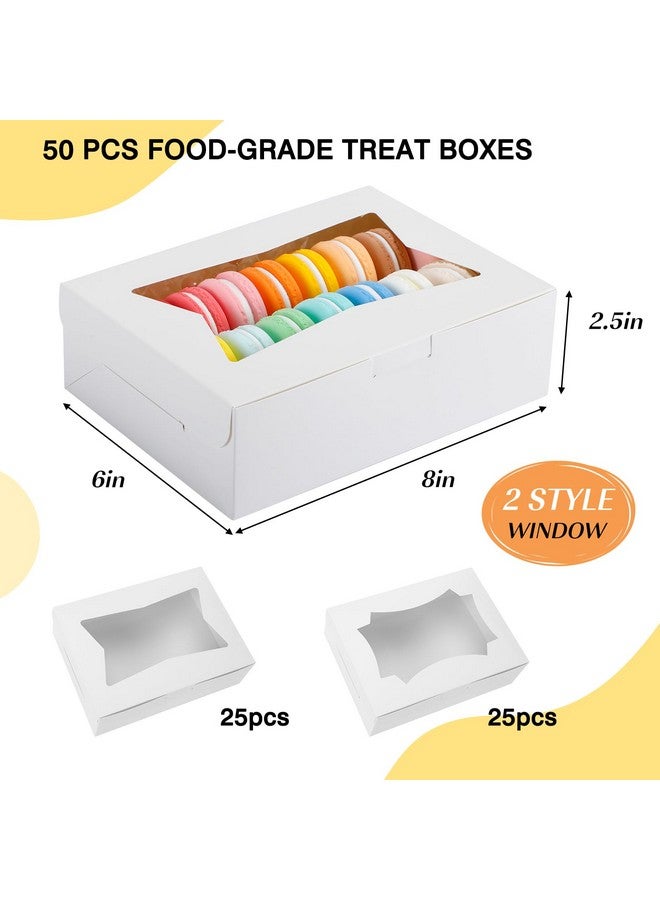 TOMNK 50pcs Cookie Boxes with Window, 8x6x2.5 Inches 2 Style Window Bakery Boxes for Treats, Father's Day, Chocolate Covered Strawberries, Muffins, Donuts - Image 2