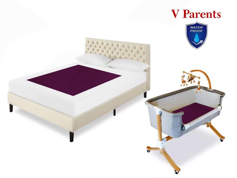 VParents واقي سرير الأطفال المقاوم للماء من VParents مع خدود ممتلئة قابل لإعادة الاستخدام (برقوق، صغير) - Image 3