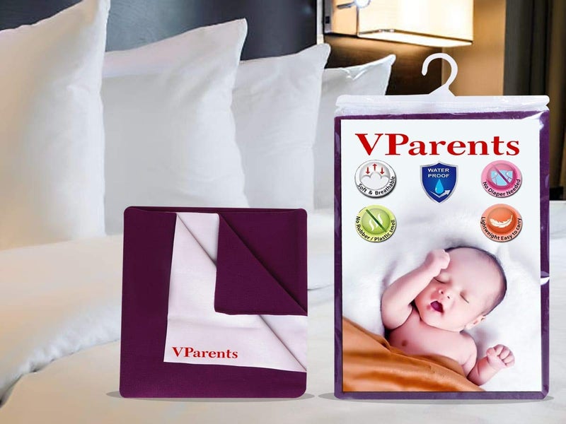 VParents واقي سرير الأطفال المقاوم للماء من VParents مع خدود ممتلئة قابل لإعادة الاستخدام (برقوق، صغير) - Image 4