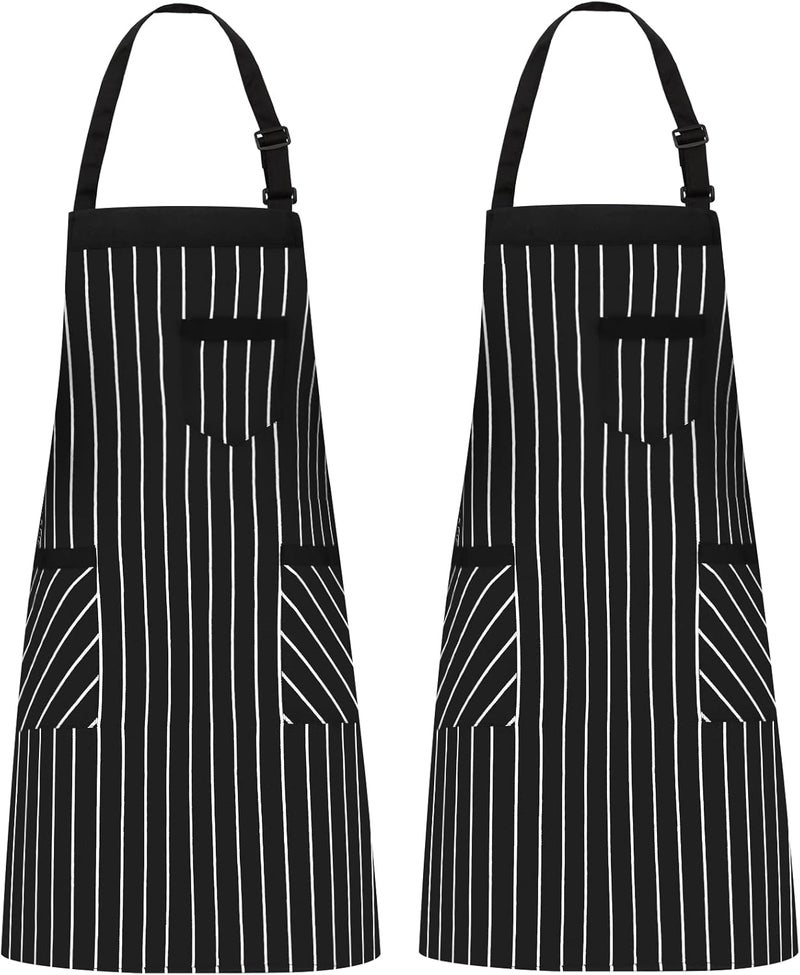 NLUS 2 Pack Kitchen Cooking Aprons, Adjustable Bib Soft Chef Apron with 2 Pockets for Men Women - Image 1