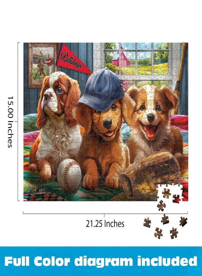 سيكو لعبة تركيب الصور Ceaco - Puppy Players - 500 قطعة كبيرة الحجم من تصميم توم وود، كلاب بيسبول مرحة، قطع كبيرة سهلة الإمساك، صنع في الولايات المتحدة الأمريكية - Image 3