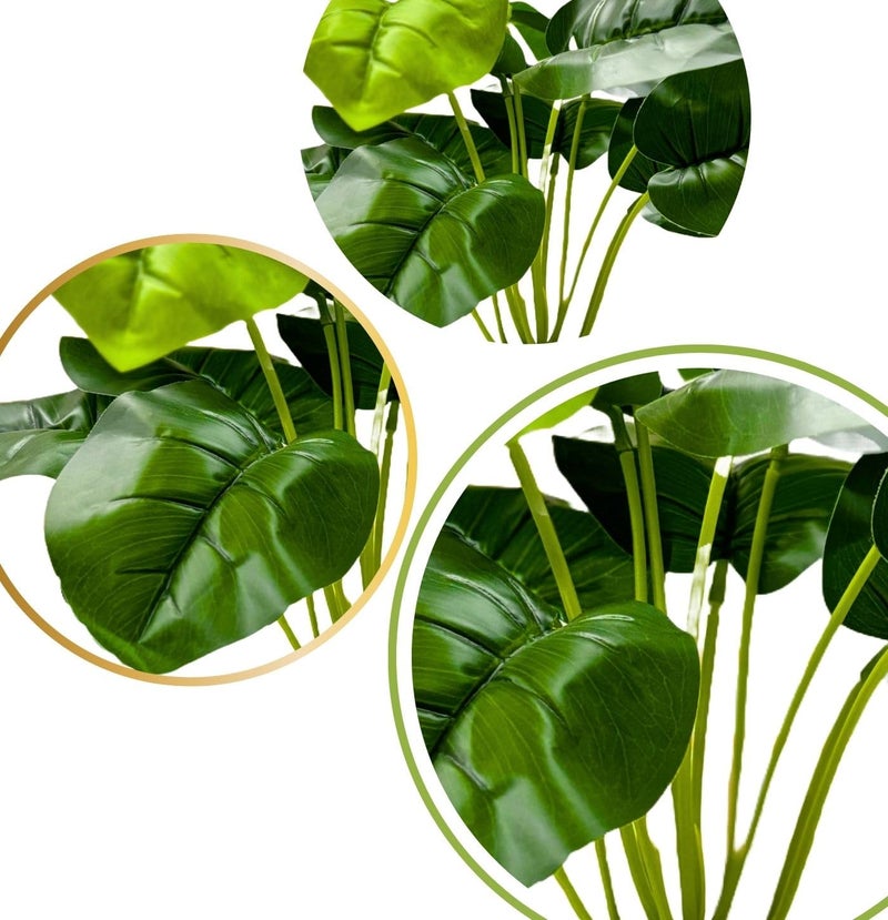 Dekorly Artificial Silk Palm Monstera Leaves Plant For Decorations Beach Wedding Table Decoration | Desk Home Office Indoor Outdoor Decor (Design-A, Green) - Image 2