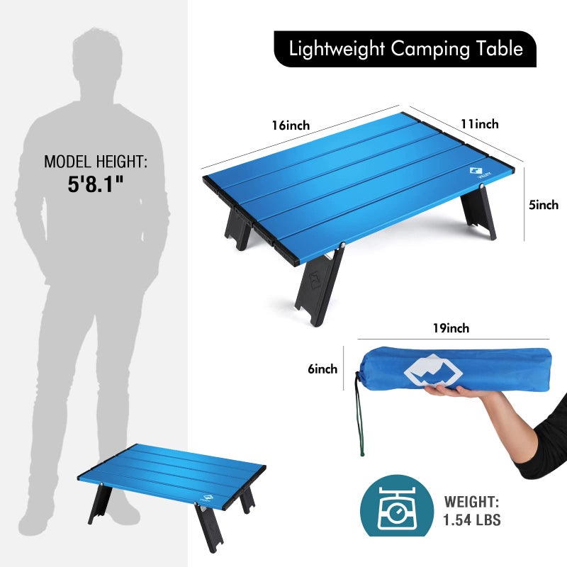 VILLEY Portable Mini Folding Beach Table, Ultralight Aluminum Side Table with Carry Bag for Camping, Picnics, and Outdoor Activities - Blue - Image 4