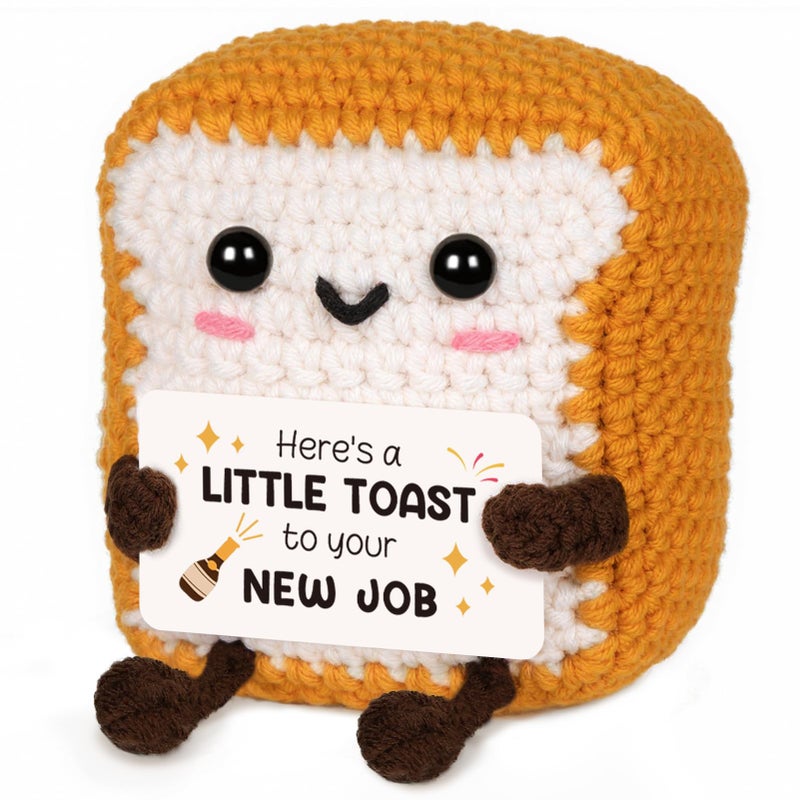 Glydein A Little Toast to Your New Job - Mini Handmade Crochet Toast, Funny New Job Gifts for Women Men, Best Farewell Gifts for Coworkers Friends, Good Luck Gift New Beginnings - Image 1