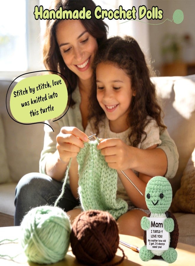 TuSuQing Gifts for Mom from Daughter Son, Mothers Day Birthday Gifts Mini Funny Turtle with "Love You Mom" Mothers Day Card Christmas Handmade Positive Crochet Gifts for Bonus Moms Stepmom Mother in Law Mama - Image 3