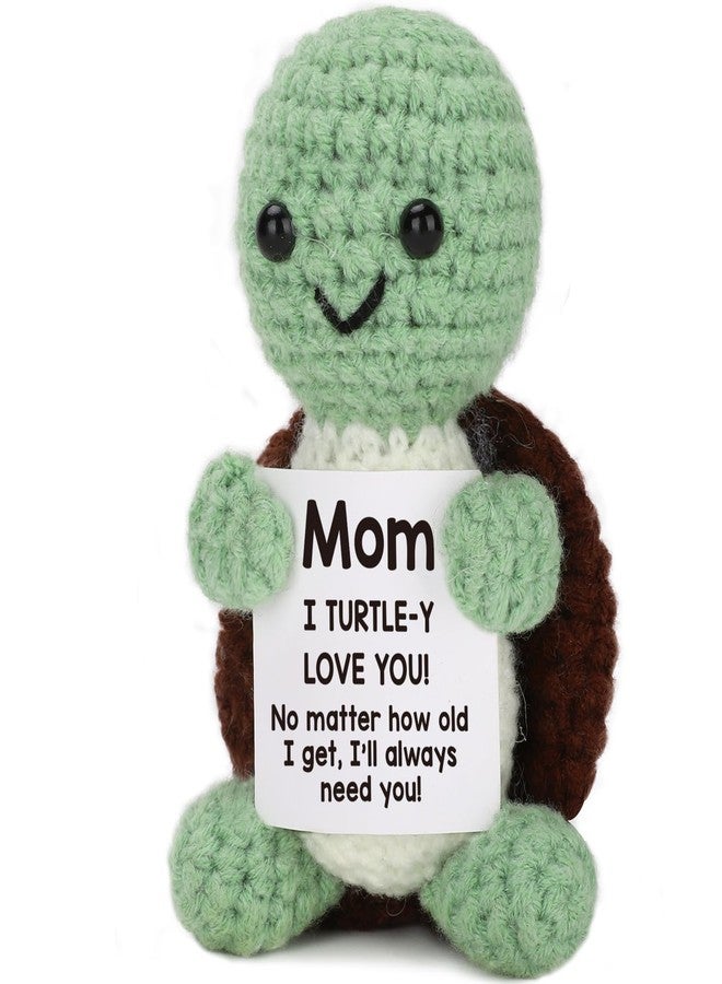 TuSuQing Gifts for Mom from Daughter Son, Mothers Day Birthday Gifts Mini Funny Turtle with "Love You Mom" Mothers Day Card Christmas Handmade Positive Crochet Gifts for Bonus Moms Stepmom Mother in Law Mama - Image 1