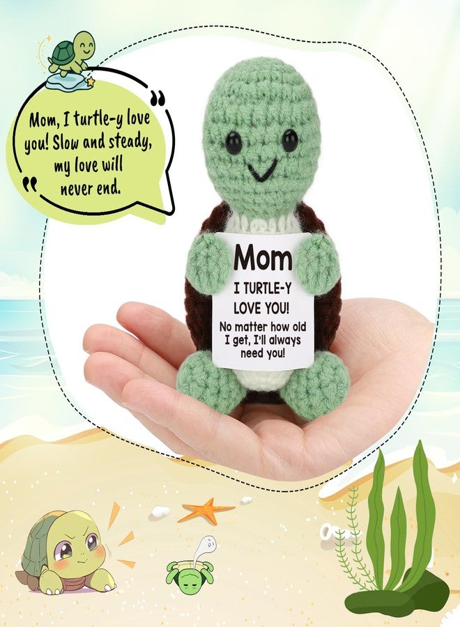 TuSuQing Gifts for Mom from Daughter Son, Mothers Day Birthday Gifts Mini Funny Turtle with "Love You Mom" Mothers Day Card Christmas Handmade Positive Crochet Gifts for Bonus Moms Stepmom Mother in Law Mama - Image 2