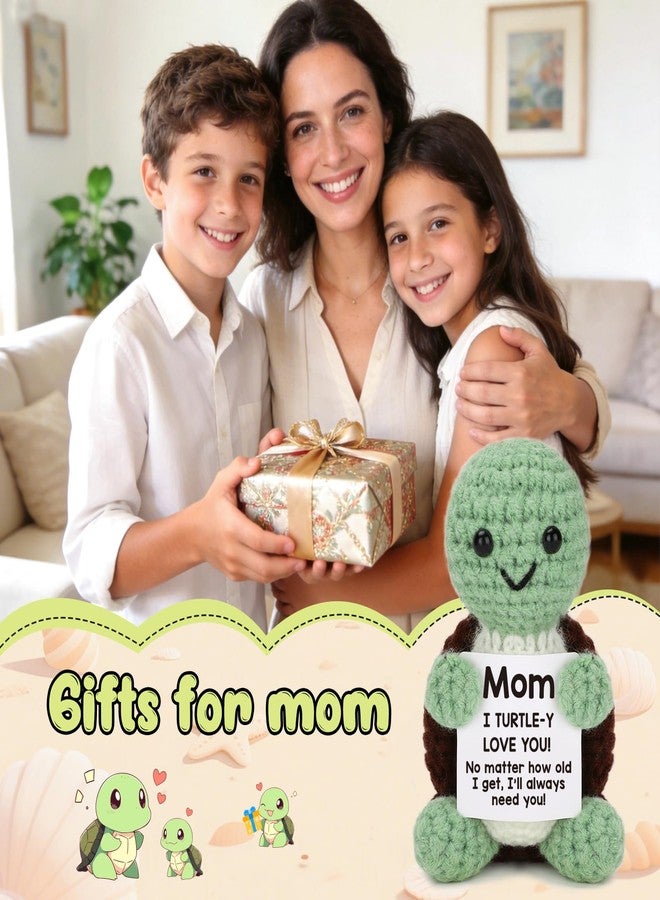TuSuQing Gifts for Mom from Daughter Son, Mothers Day Birthday Gifts Mini Funny Turtle with "Love You Mom" Mothers Day Card Christmas Handmade Positive Crochet Gifts for Bonus Moms Stepmom Mother in Law Mama - Image 4