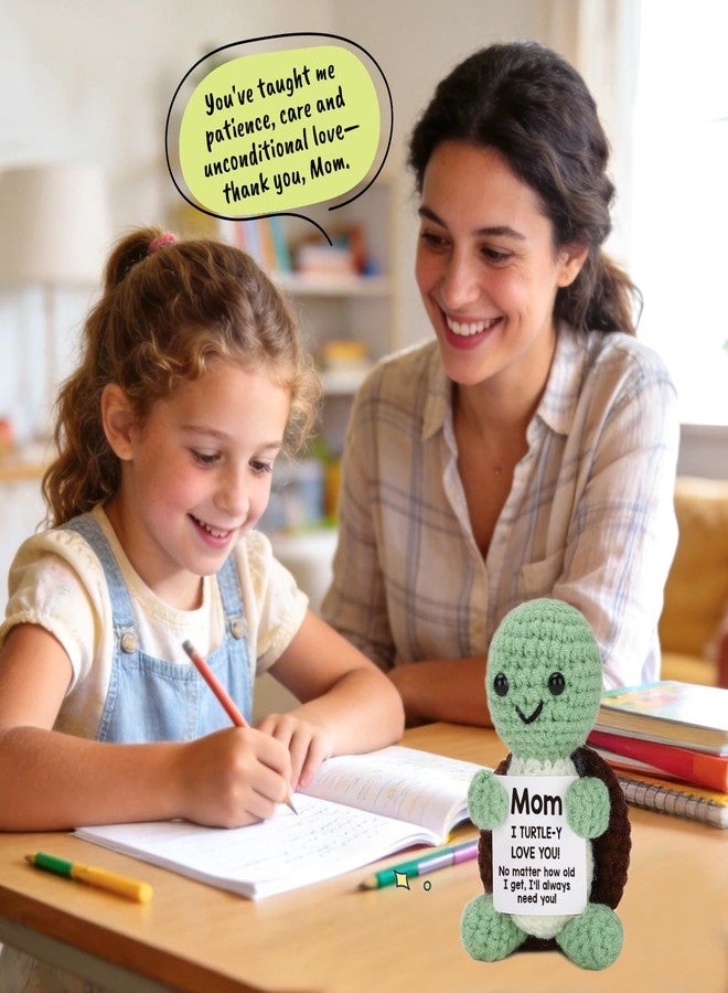 TuSuQing Gifts for Mom from Daughter Son, Mothers Day Birthday Gifts Mini Funny Turtle with "Love You Mom" Mothers Day Card Christmas Handmade Positive Crochet Gifts for Bonus Moms Stepmom Mother in Law Mama - Image 5