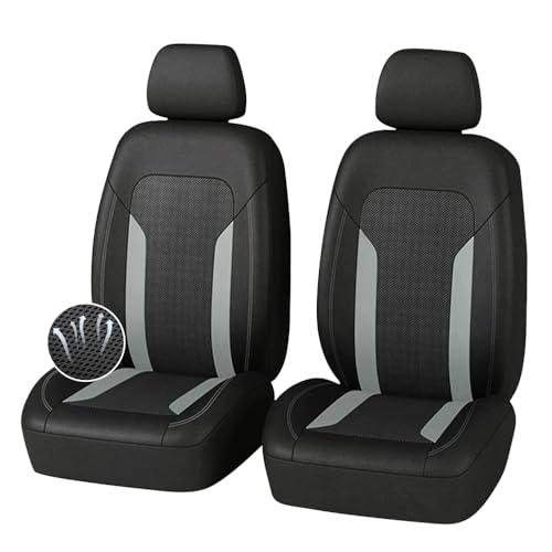 carleef 4PCS Cooling Car Seat CoversBreathable Front Seat Covers with Mesh Construction and Foam PaddingCar Seat Protector to Reduce Back SweatingUniversal Car Interior for Car SUV Gray - Image 1
