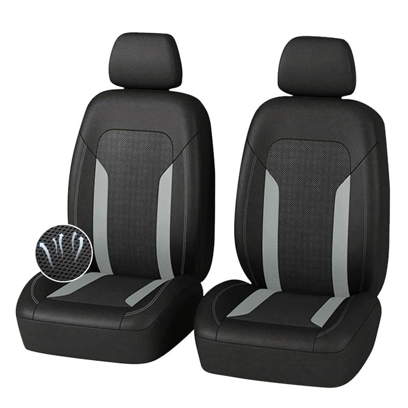 carleef 4PCS Cooling Car Seat CoversBreathable Front Seat Covers with Mesh Construction and Foam PaddingCar Seat Protector to Reduce Back SweatingUniversal Car Interior for Car SUV Gray - Image 2