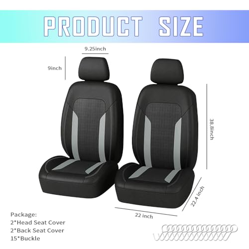 carleef 4PCS Cooling Car Seat CoversBreathable Front Seat Covers with Mesh Construction and Foam PaddingCar Seat Protector to Reduce Back SweatingUniversal Car Interior for Car SUV Gray - Image 3