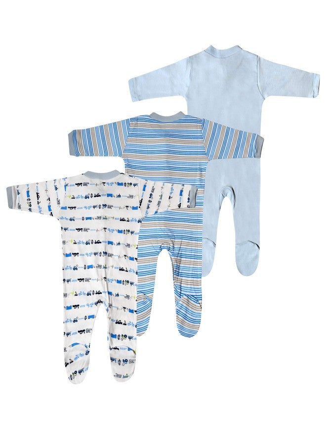 ميني بيري طقم نوم قطني بأكمام طويلة متعدد الألوان من ميني بيري بيبي نيدز للأطفال حديثي الولادة، مناسب للأولاد والبنات، مكون من 3 قطع - Image 2