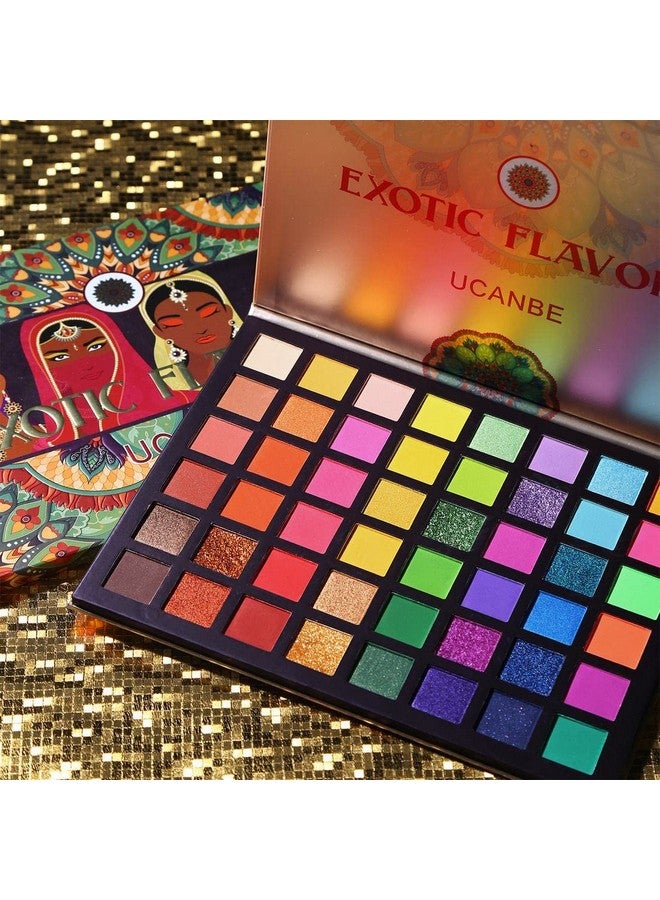 Ucanbe Exotic Flavors Neon Eyeshadow Makeup Palette 48 Colorful High Pigmented Rainbow Matte Shimmer Glitter Eye Shadow Make Up Pallet Gift Set - Image 3