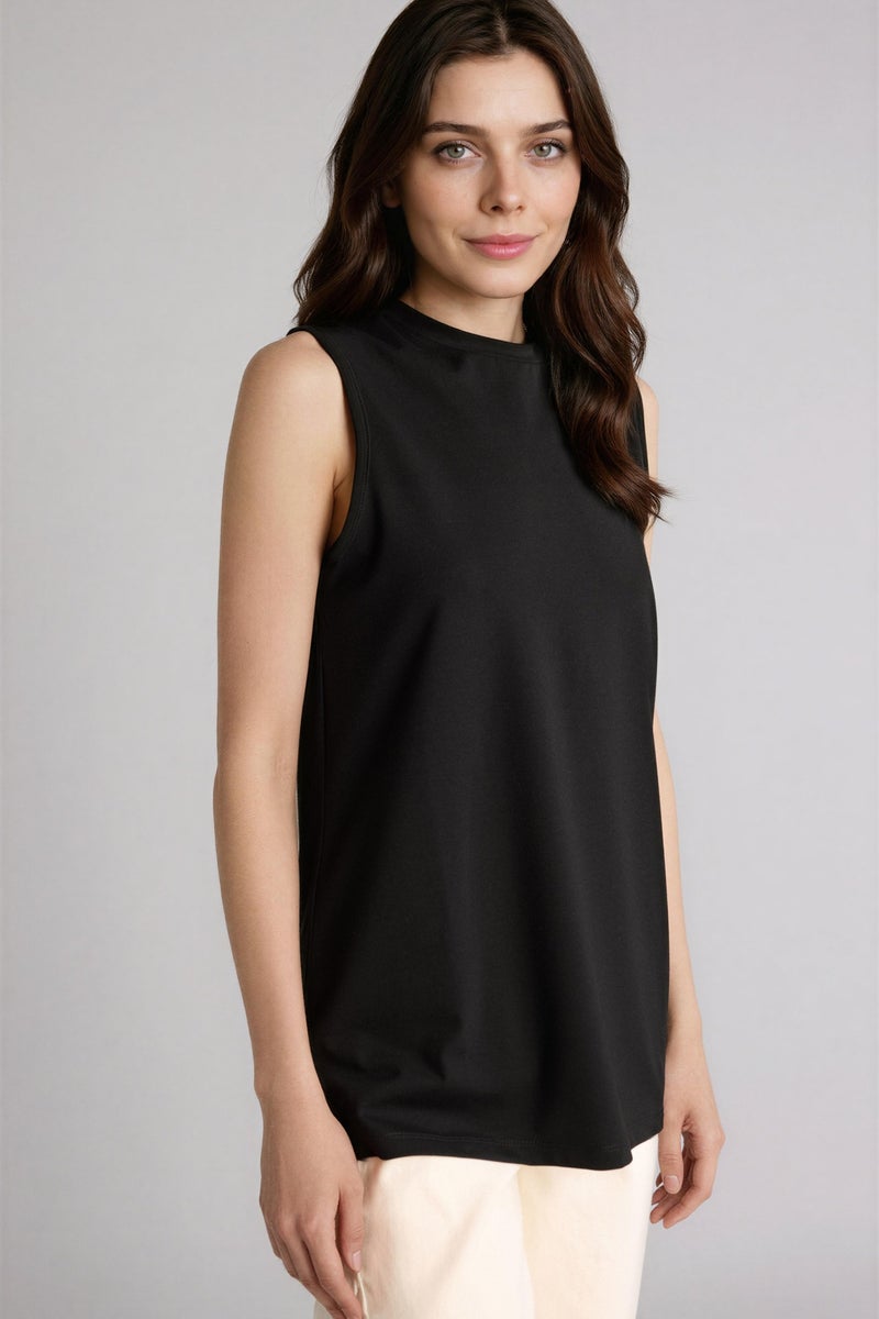 DeFacto Black Woman Regular Fit Crew Neck Short Sleeve Tunic Casual - Image 3