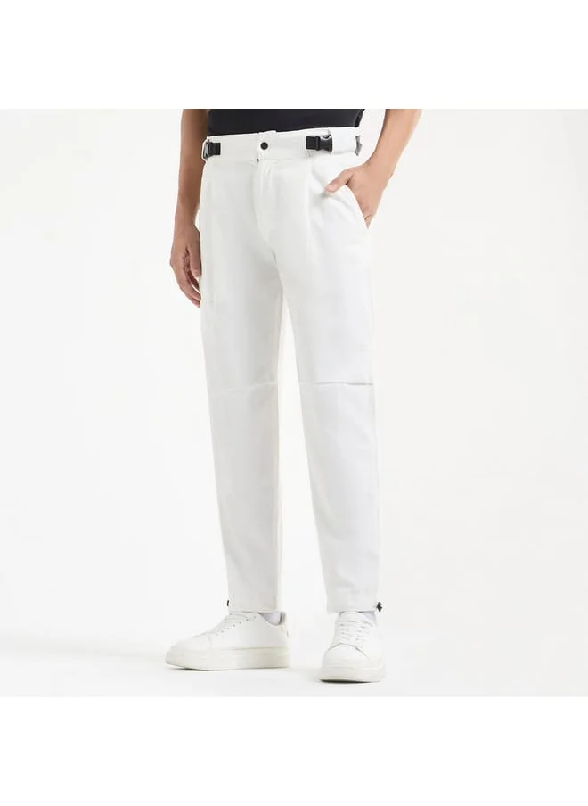 FAV Textured Regular Fit Flexi Waist Trousers with Belt Detail and Pockets