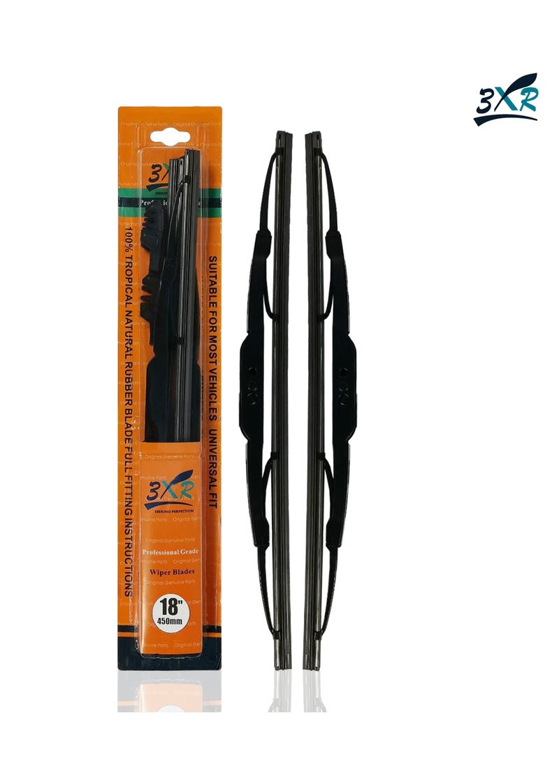 3XR 3XR 2 Pcs Set Car Wiper Blades 18" 450mm Professional GradCar Wiper Blades  - Image 1