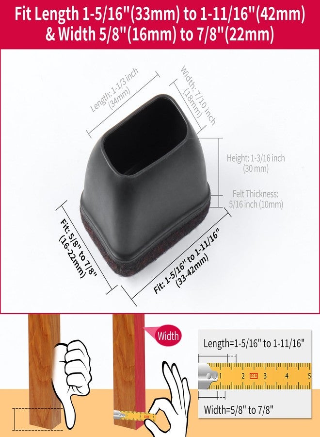 GAGUIUP 8PCS Rectangle Chair Leg Floor Protectors with Felt, Small Silicone Chair Leg Caps for Hardwood Floors, Black Outdoor Patio Flooring Protectors, Anti-Scratch, Fit Length 1.3"-1.65", Width 0.63"-0.87" - Image 5