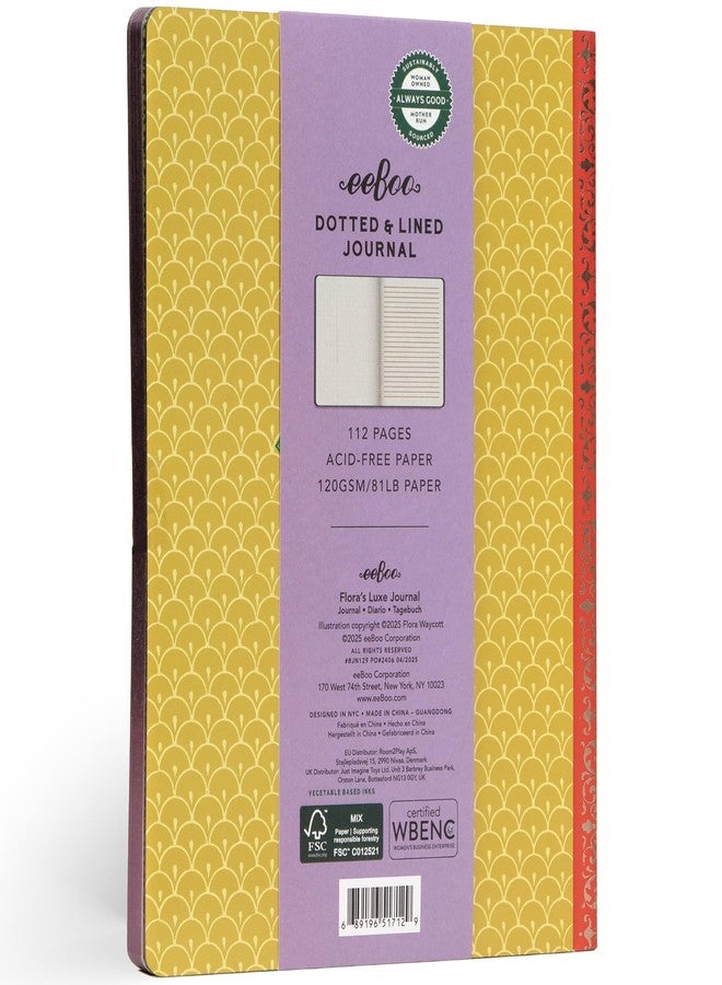 eeBoo: Flora's Luxe Gilded Hardcover Journal with Foil Edge - 112 Pages, 120 GSM/81 LB Paper, 5.87x8, Eco-Friendly, Adult Art Supplies - Image 2
