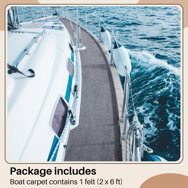 Drydiet Gray Boat Carpet, Marine Carpet Marine Grade Mat for Boats with Waterproof for Outdoor Deck Patio Porch Garage Kitchens Bathroom Outdoor Area Rug Runner Non-Slide Porch Rug (2 x 6 ft) - Image 3