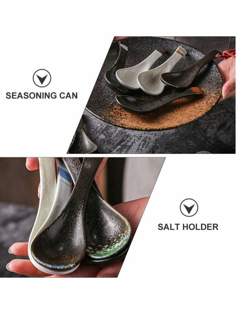 ملاعق خزفية يابانية 3 قطع ملاعق أرز وحساء بورسلين ملاعق مقبلات ملاعق رامين لنودلز الأرز (ألوان متنوعة) - Image 4