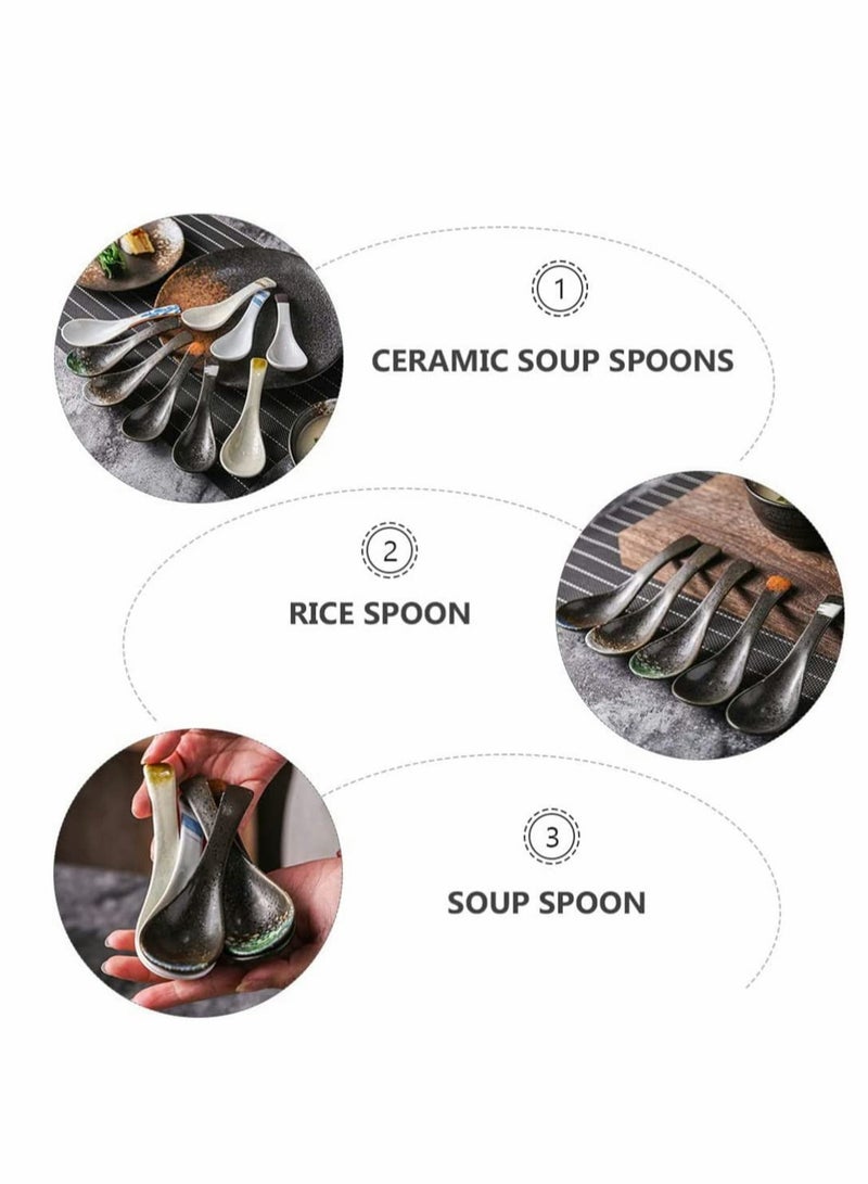 ملاعق خزفية يابانية 3 قطع ملاعق أرز وحساء بورسلين ملاعق مقبلات ملاعق رامين لنودلز الأرز (ألوان متنوعة) - Image 3