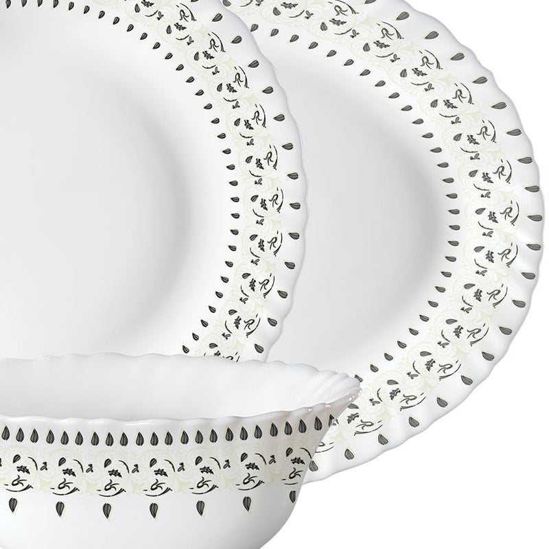 LARAH BY BOROSIL Larah by Borosil Ora Gold Fluted Series Opalware Dinner Set | 23 Pieces for Family of 6 | Microwave & Dishwasher Safe | Bone-Ash Free | Crockery Set for Dining & Gifting | Plates & Bowls | White - Image 3
