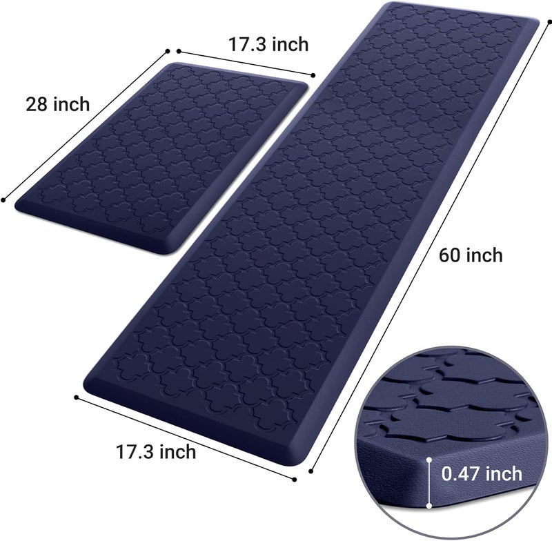SoftDuo Kitchen Mat 2 PCS Cushioned AntiFatigue Floor Mat Waterproof NonSkid Kitchen Mats and Rugs Ergonomic Comfort Foam Kitchen Rugs Standing Mat for FloorOffice SinkBlue173x28173x60 - Image 2