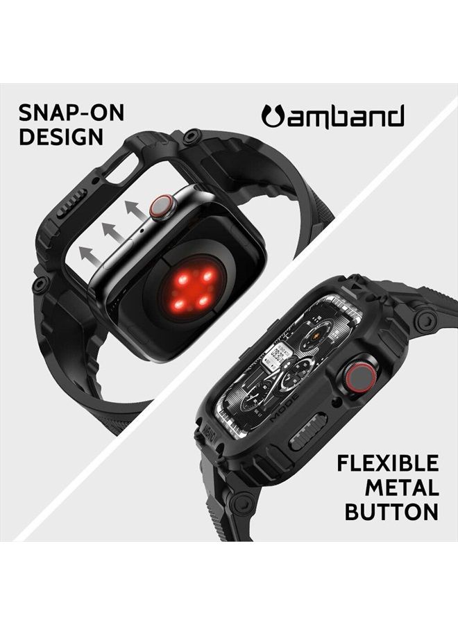 amBand أحزمة متوافقة مع ساعة آبل 8/7 41 مم، غلاف رياضي متين من سلسلة M1 مع حزام TPU غلاف واقي عسكري قوي لحماية iWatch 6/SE/5/4/3/2 40 مم 38 مم للرجال باللون الأسود - Image 5