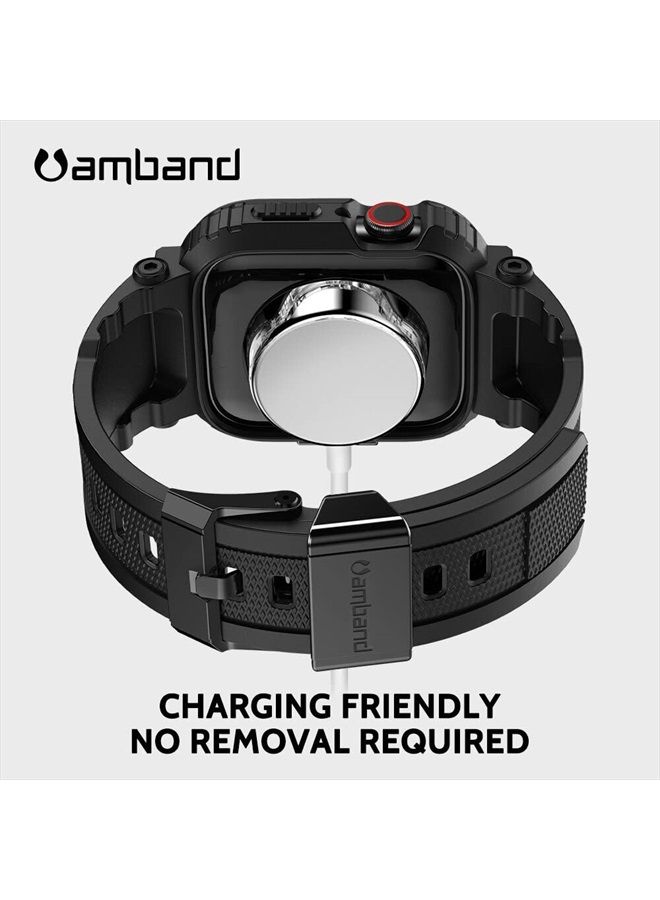 amBand أحزمة متوافقة مع ساعة آبل 8/7 41 مم، غلاف رياضي متين من سلسلة M1 مع حزام TPU غلاف واقي عسكري قوي لحماية iWatch 6/SE/5/4/3/2 40 مم 38 مم للرجال باللون الأسود - Image 4