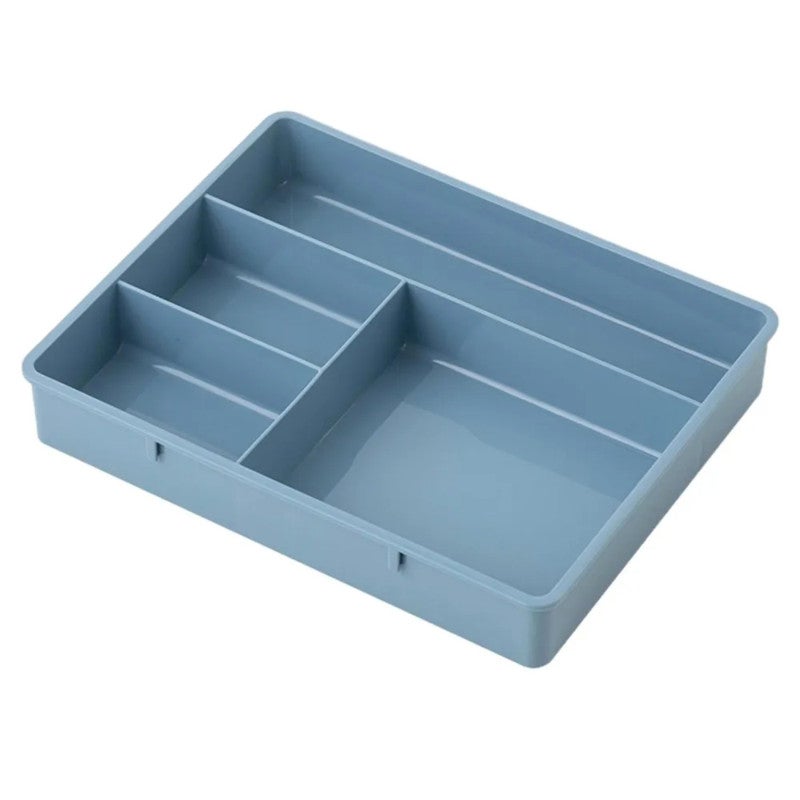 Desktop Organizer: Blue 4-Compartment Stacking Design - Maximizes Vertical Space Saves Desktop Area Versatile Storage Solution for Workspace Study Dining Table Small Items Cosmetics Jewelry - Image 1