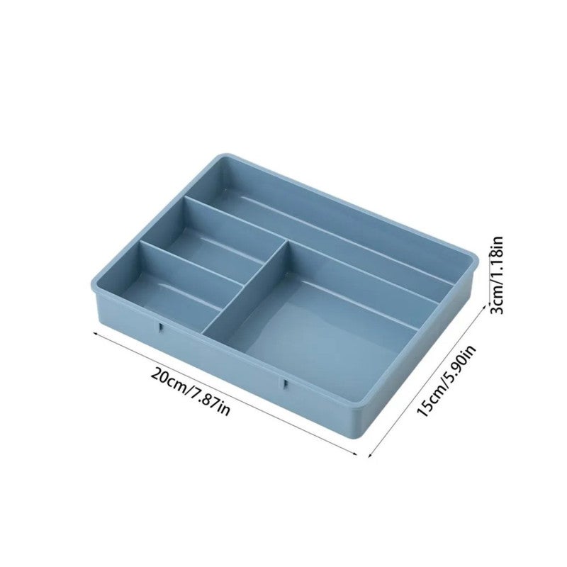 Desktop Organizer: Blue 4-Compartment Stacking Design - Maximizes Vertical Space Saves Desktop Area Versatile Storage Solution for Workspace Study Dining Table Small Items Cosmetics Jewelry - Image 3