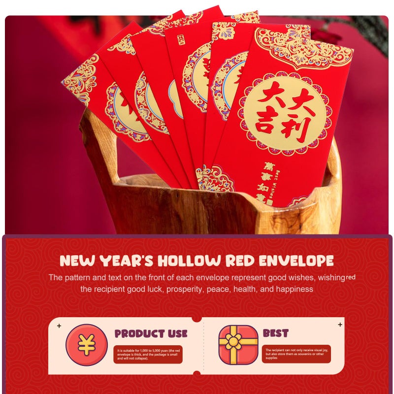 36pcs Chinese Red Envelopes Lucky Money Packets Set Of 6 Designs For Lunar New Year Spring Festival - Image 4