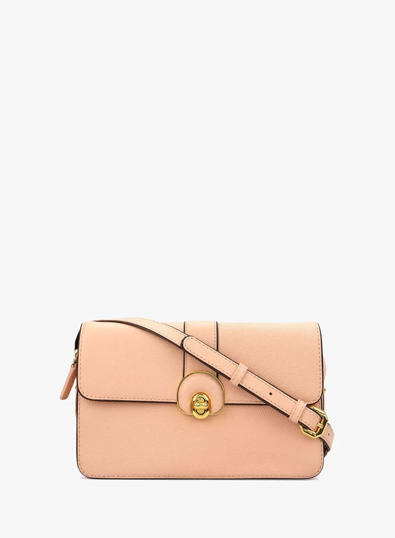 Small Franzy Leather Sling Bag - Peach
