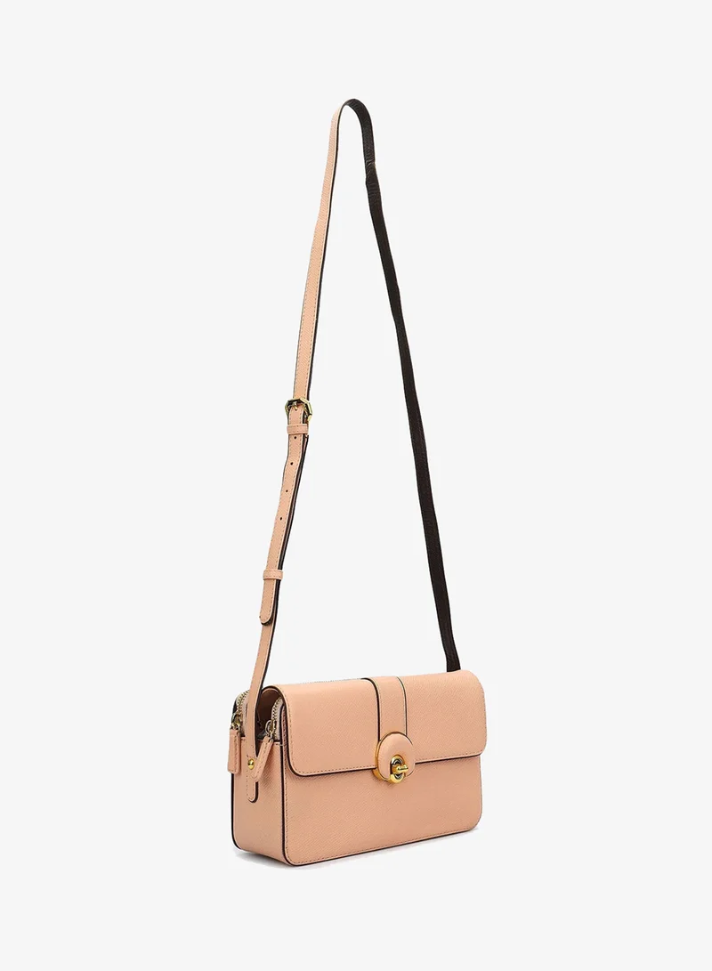 دا ميلانو Small Franzy Leather Sling Bag - Peach
